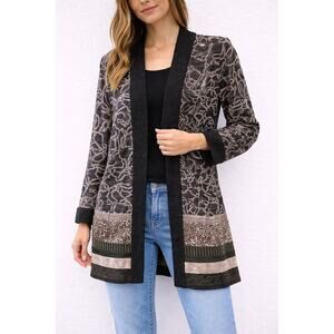 CHICO’S Mixed Print Cardigan Open Front Duster Jacket Leopard | Size 2 Large